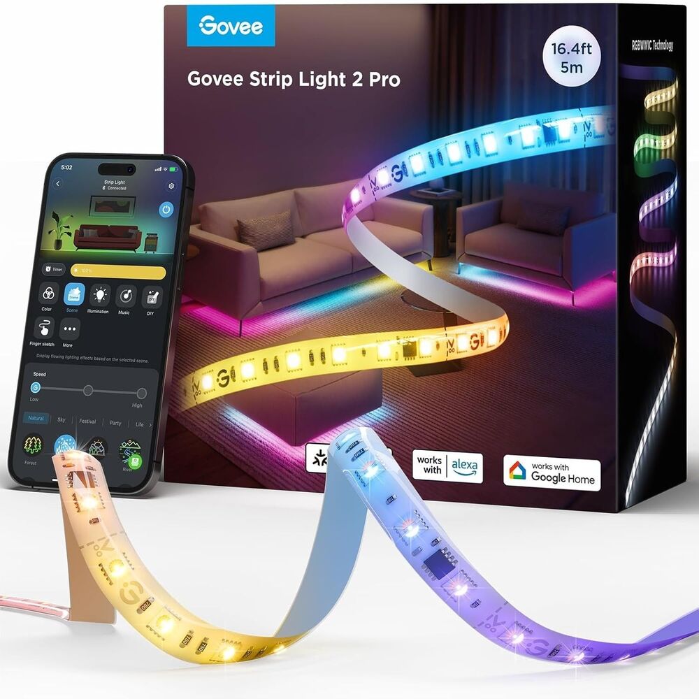 Govee RGBWWIC Strip Light 2 Pro with Matter, 16.4ft Smart LED Strip Lights